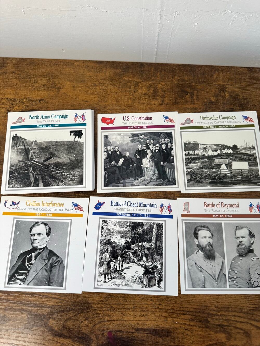 Vintage U.S. History Educational Card Collection Historical Events and Battles